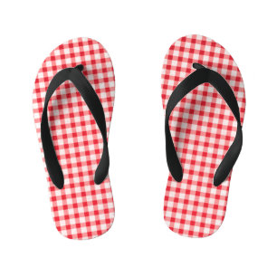 Chanclas Para Niños Red Gingham Kids Flip Flops