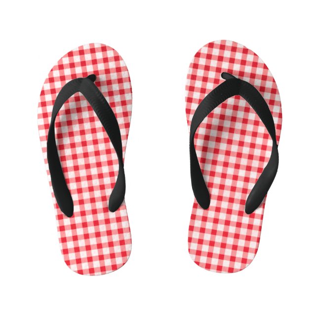Chanclas Para Niños Red Gingham Kids Flip Flops (Plantilla)
