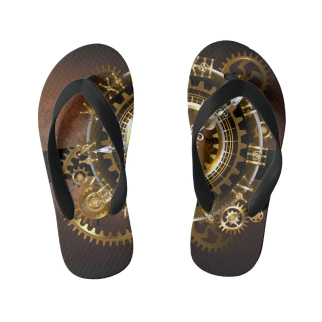 Chanclas Para Niños Reloj de vapor con engranajes antiguos (Plantilla)