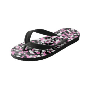 Chanclas Para Niños Resumen de Camo rosa, negro, blanco y gris