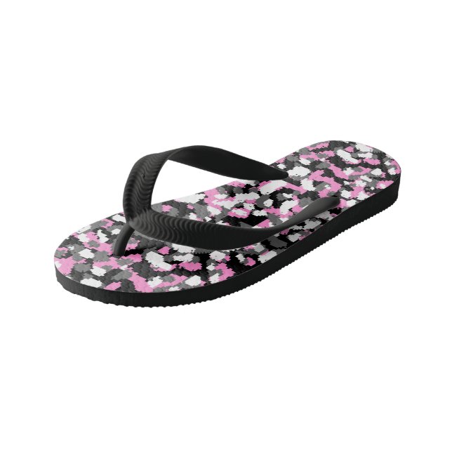 Chanclas Para Niños Resumen de Camo rosa, negro, blanco y gris (Angular)