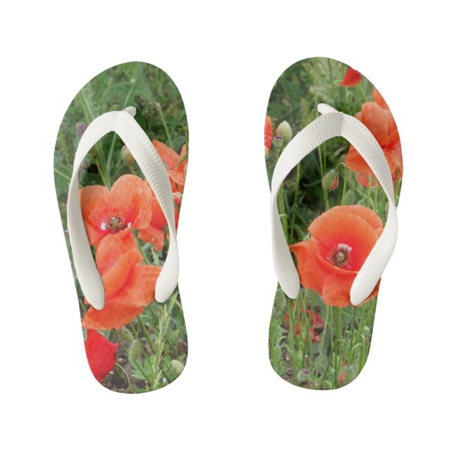 Chanclas Para Niños Rojo Poppies Flip Flops, niños (Plantilla)
