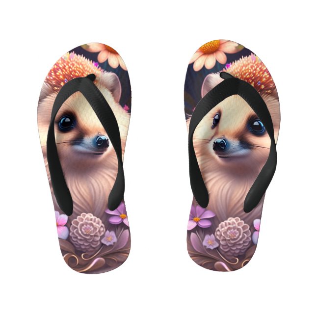 Chanclas Para Niños Romantik Igel mit Blumen (Plantilla)