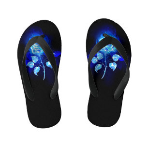 Chanclas Para Niños Rosa azul en llamas