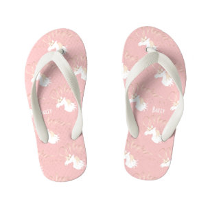 Chanclas Para Niños Rosa claro Chica de unicornio mágico blanco rosado
