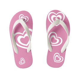 Chanclas Para Niños Rosa con corazones blancos