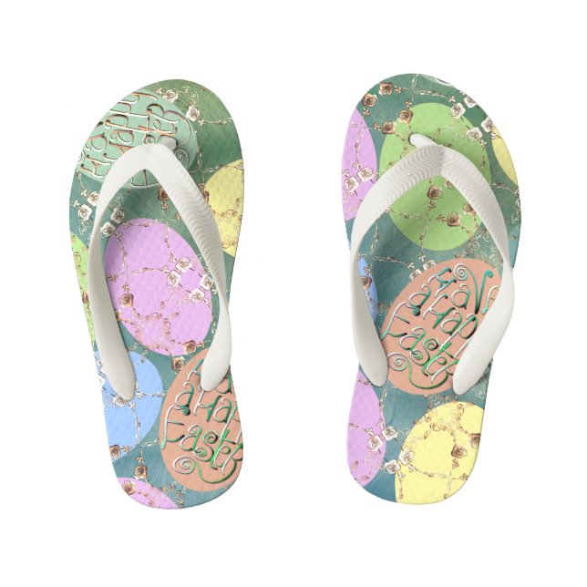 Chanclas Para Niños Rosa de Pascua Huevos Pareja de Flip Flops (Plantilla)