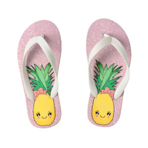 Chanclas Para Niños Rosa Gold Purpurina playa Kawaii Piña Fruta