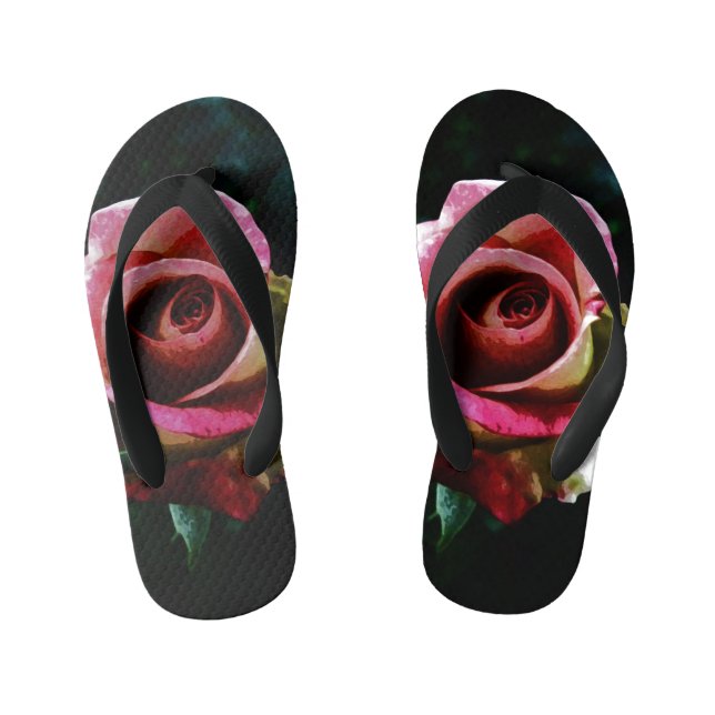 Chanclas Para Niños Rosa roja pintada al óleo (Plantilla)