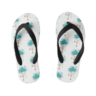Chanclas Para Niños Rosas turquesas con llaves
