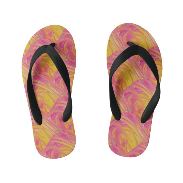 Chanclas Para Niños Salmon pink with sunshine orange art design        (Plantilla)
