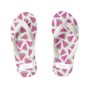 Chanclas Para Niños Sandía Tropical de Verano Rosa Personalizada