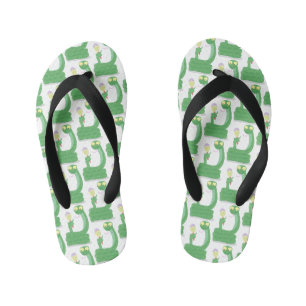Chanclas Para Niños Serpiente verde divertida con caricatura de maraca
