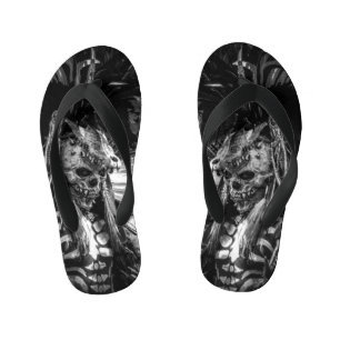 Chanclas Para Niños Skull Black & White