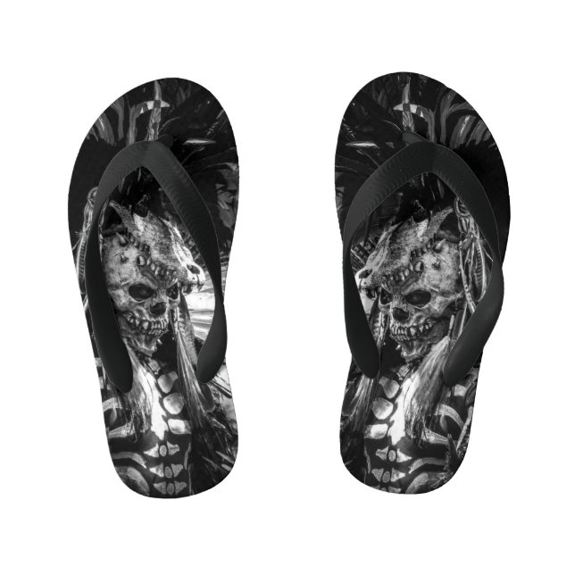 Chanclas Para Niños Skull Black & White (Plantilla)