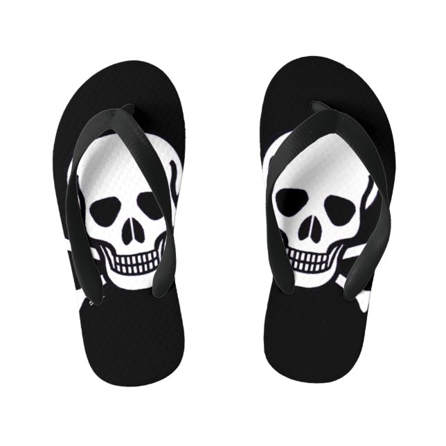 Chanclas Para Niños Skull n Bones niños negros flip flops (Plantilla)