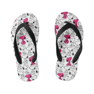 Chanclas Para Niños Snoopy Black & Magenta Pattern