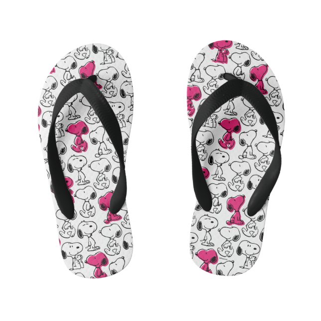 Chanclas Para Niños Snoopy Black & Magenta Pattern (Plantilla)