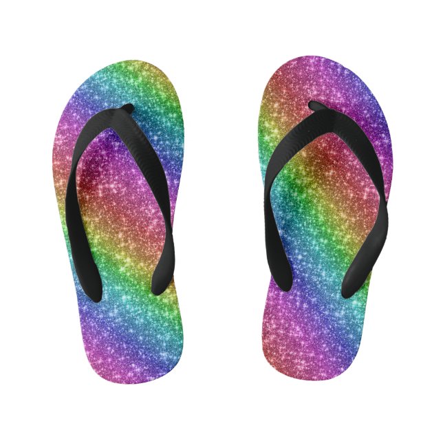 Chanclas Para Niños Sparkly Rainbow Purpurina (Plantilla)