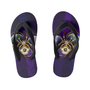 Chanclas Para Niños Spider Steampunk sobre fondo morado