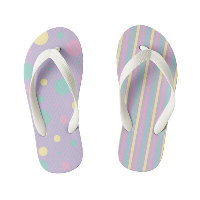 Chanclas Para Niños Spots and Stripes - Rosa, Amarillo, Púrpura, Verde (Plantilla)