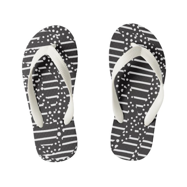 Chanclas Para Niños Spots y Stripes 2 en blanco sobre negro (Plantilla)