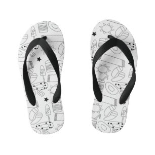 Chanclas Para Niños Summer Theme Beach Black White Name