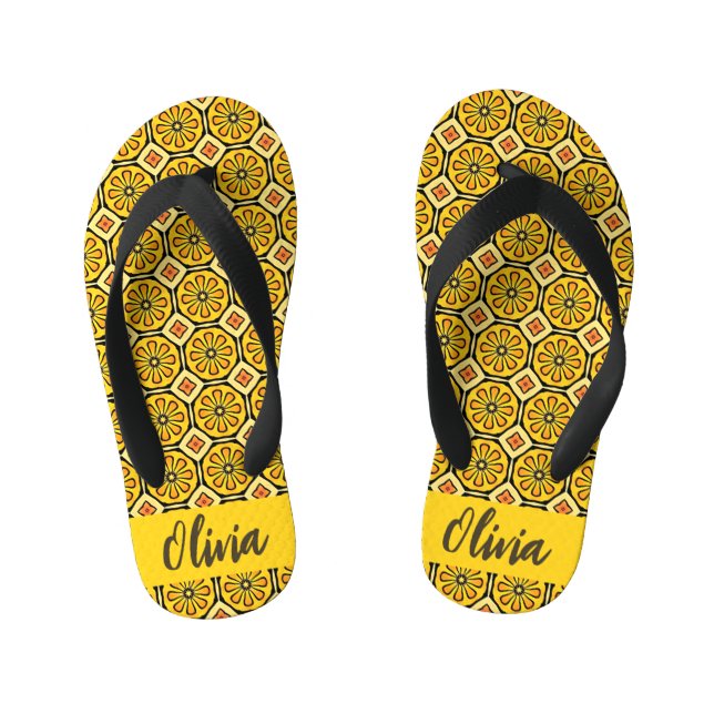 Chanclas Para Niños Sunny Yellow Citrus Bloom (Plantilla)