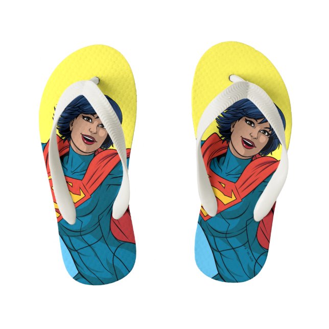 Chanclas Para Niños Supergirl volando con traje azul (Plantilla)