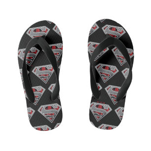 Chanclas Para Niños Superman S-Shield   Logotipo Gris y Ciudad Roja