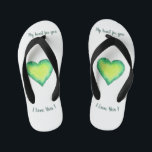 Chanclas Para Niños Te Amo Cumpleaños Corazón Verde y Azul Lindo<br><div class="desc">Te Amo Corazón Verde Acuarela San Valentín Lindo. Puedes encontrar artículos que coincidan con este diseño en mi colección. Artículos coincidentes disponibles.</div>