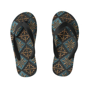 Chanclas Para Niños Textura de bronce con estampado.