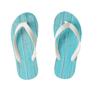 Chanclas Para Niños Textura de madera turquesa