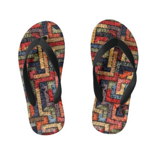 Chanclas Para Niños Textura geométrica bordada, étnica