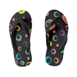 Chanclas Para Niños Tiras de círculos y cuadrados geométricos colorido