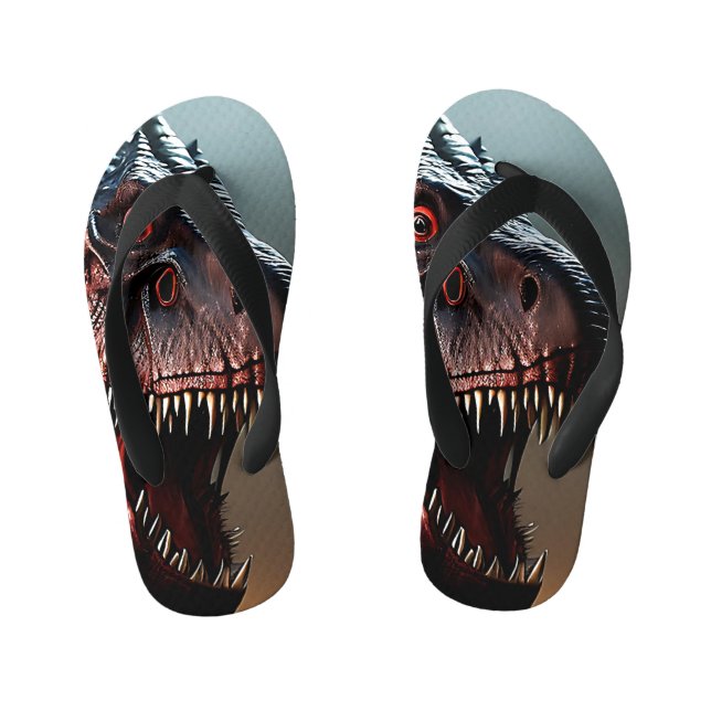Chanclas Para Niños Tirrannosauro Rex Scary Face, Flip Flops (Plantilla)