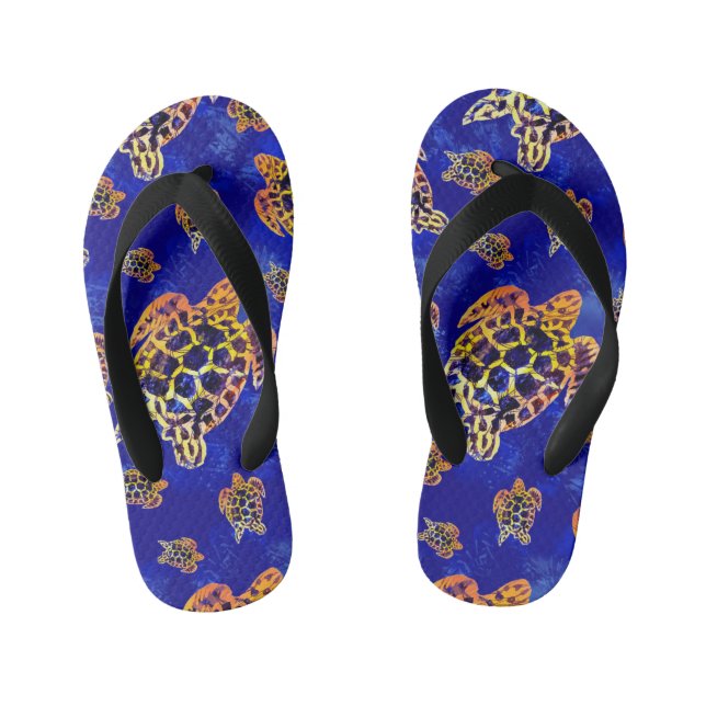 Chanclas Para Niños Tortugas marinas: arte africano de batik (Plantilla)