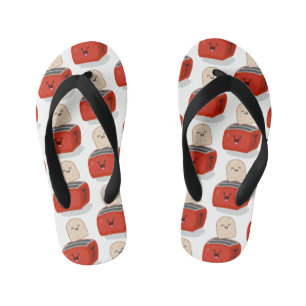 Chanclas Para Niños Tostada de kawaii y personalizado de tostadora roj