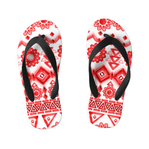 Chanclas Para Niños Tribus rojas, acuarela, patrón étnico.