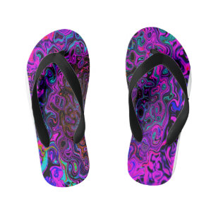 Chanclas Para Niños Trípedo negro y magenta retro líquido giratorio