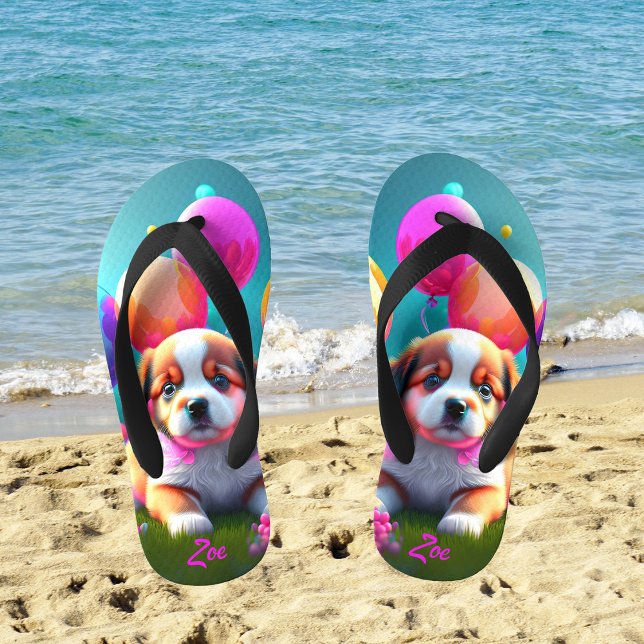 Chanclas Para Niños Un cachorro lindo con globos - niños lindos (Subido por el creador)