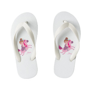 Chanclas Para Niños Un Chica muerto y muerto viajando en una unicornio