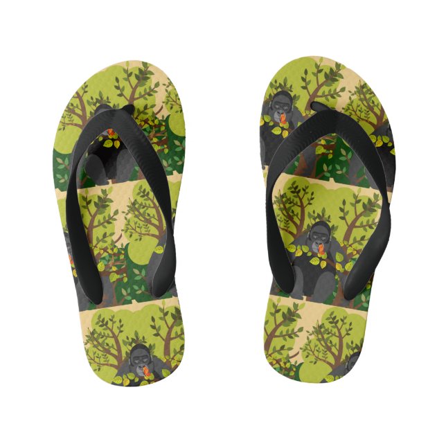 Chanclas Para Niños Un gorila hipnotizado por una mariposa (Plantilla)