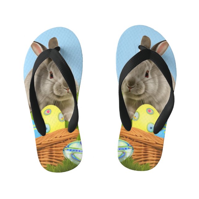 Chanclas Para Niños Un lindo conejo de Pascua para un ánimo positivo (Plantilla)