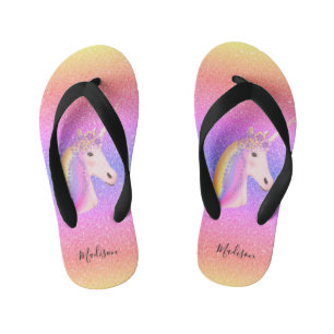 Chanclas Para Niños Unicorn Purpurina arcoiris personalizado