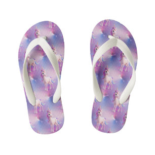 Chanclas Para Niños Unicornio blanco lindo con forma rosa y azul