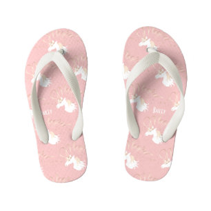 Chanclas Para Niños Unicornio Mágico Moderno Rosa Personalizado Niña