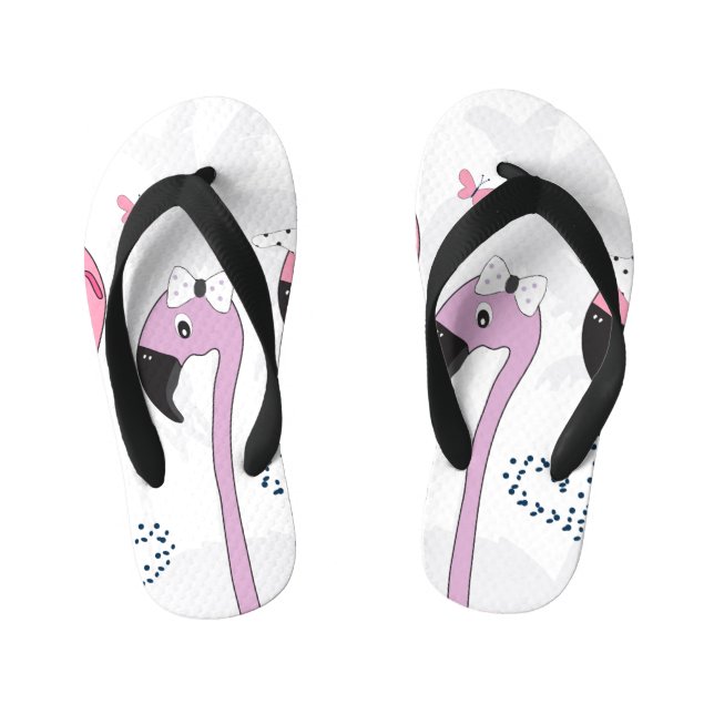 Chanclas Para Niños Verano Flamingo: Ilustracion Beach Vintage. (Plantilla)