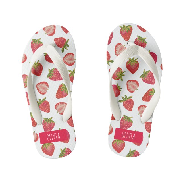 Chanclas Para Niños Verano tropical de fresa personalizado (Plantilla)