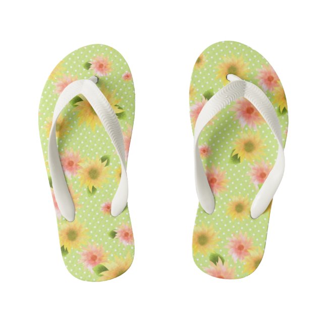 Chanclas Para Niños Verde girasol. Flip Flops de niños (Plantilla)
